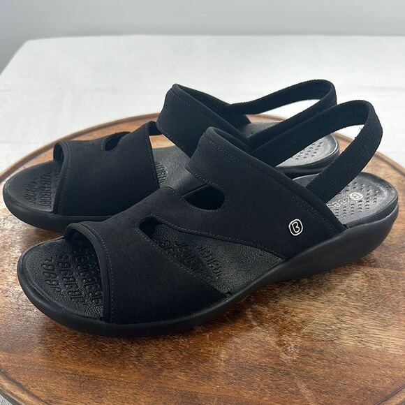 Bzees Sandals Wm 11M Cleo Black Elastic Slingback Strappy Open Toe Comfort - Picture 1 of 13